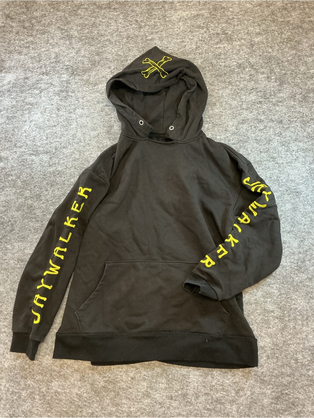 Jaywalker Black Hoodie with Neon Green Text and Graphic Size M